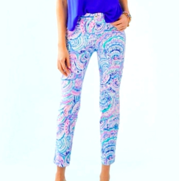 New Lilly Pulitzer Kelly Happy As A Clam High Rise Skinny Ankle Pants - Picture 1 of 9